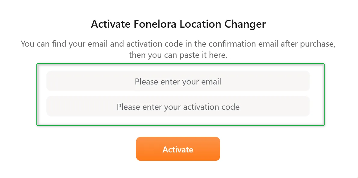 Enter Account and Activation Code