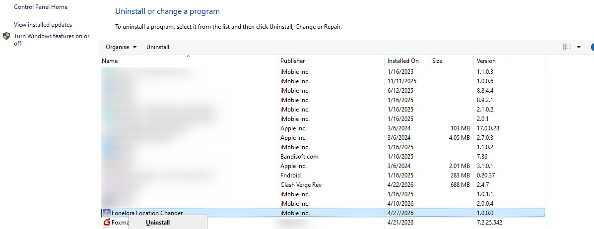 How to Uninstall Fonelora Location Changer on Windows