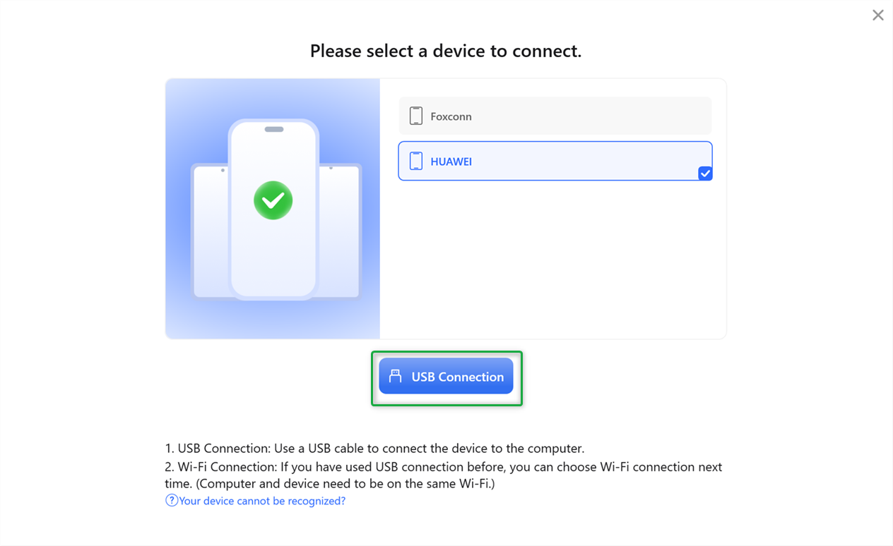 Choose USB Connection