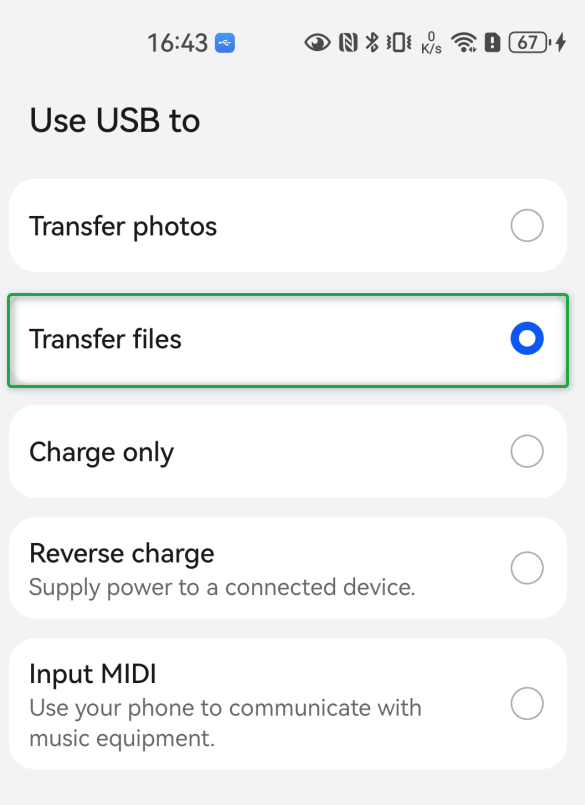 Select Media Transfer Protocol