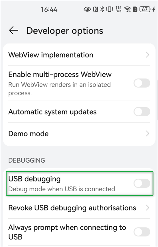 Turn On USB Debugging