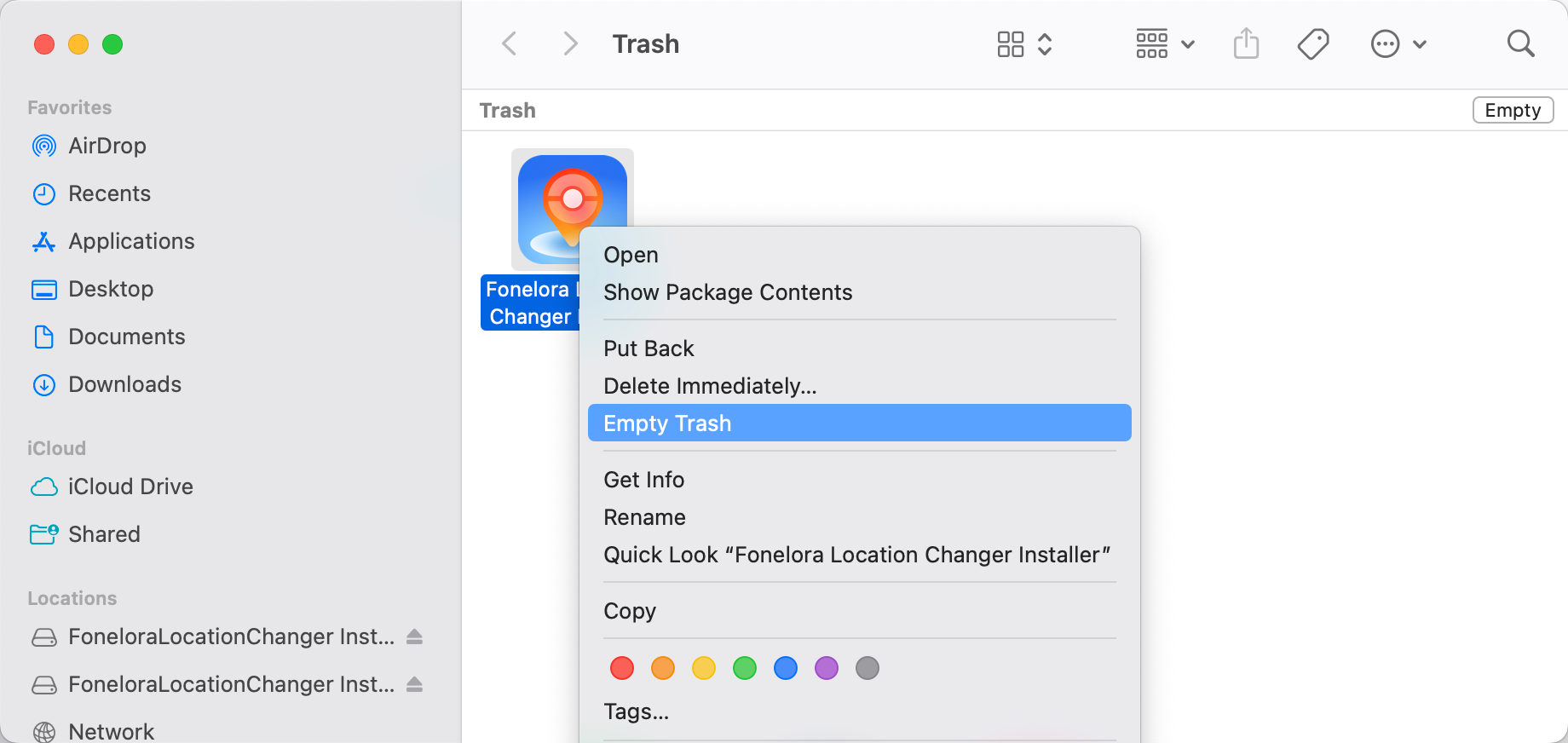 Select Empty Trash