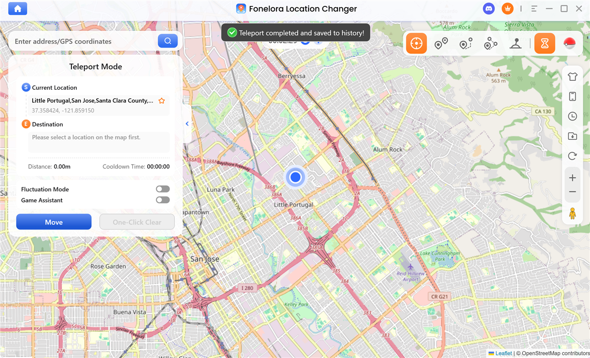 Changing GPS Location Completed