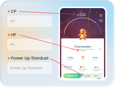 Step 2. Enter its CP, HP, and Stardust cost to power up.